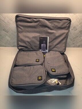 LEVEL 8 Gray Packing Cubes Set 6 Piece + Velcro Labels NWT Travel Organizers